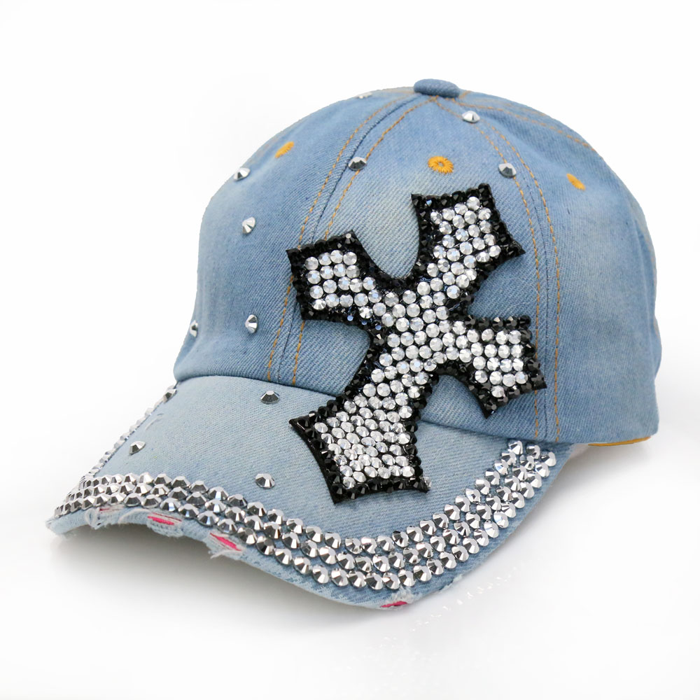 Cross Rhinestone Cap