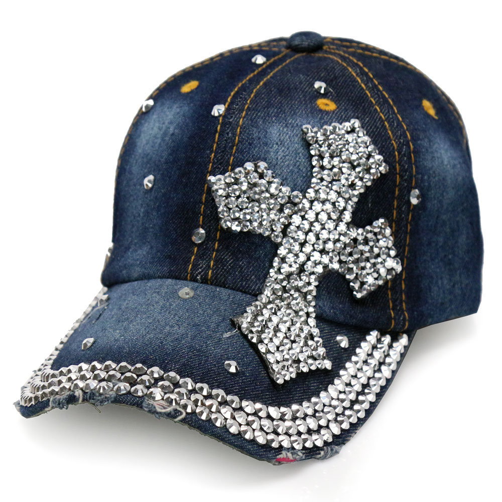 Cross Rhinestone Cap