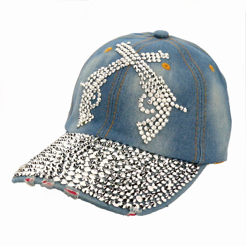 Gun/Pistol Rhinestone Cap