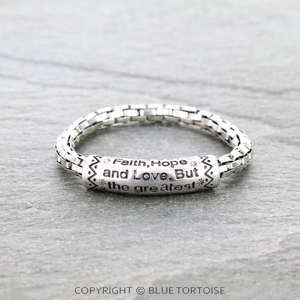 Bible Verse (Corinthians 13:13) Stretch Bracelet - Image 3