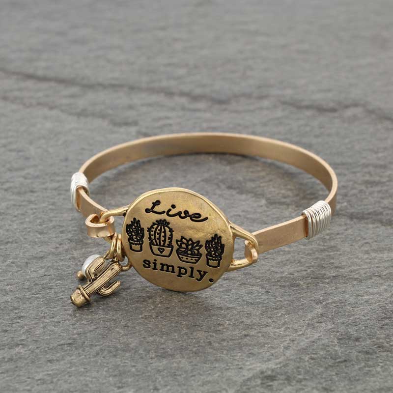 "LIVE SIMPLY" Wire Bracelet