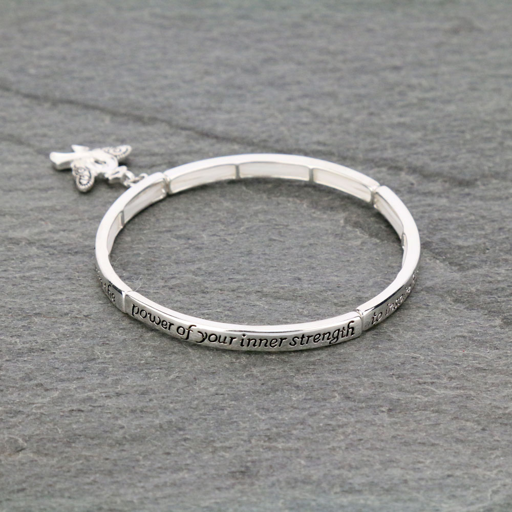 Pink Ribbon with Message Stretch Bracelet - Image 3