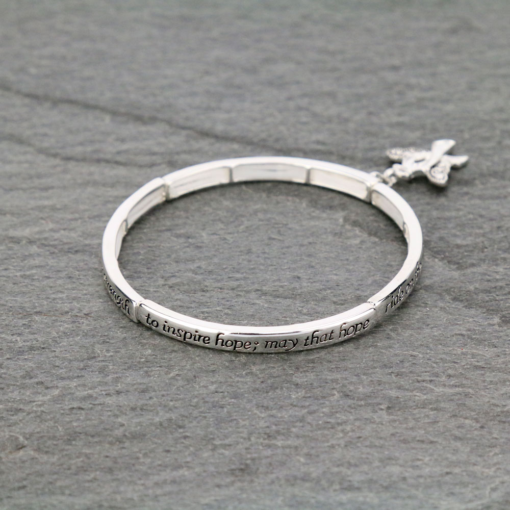 Pink Ribbon with Message Stretch Bracelet - Image 4