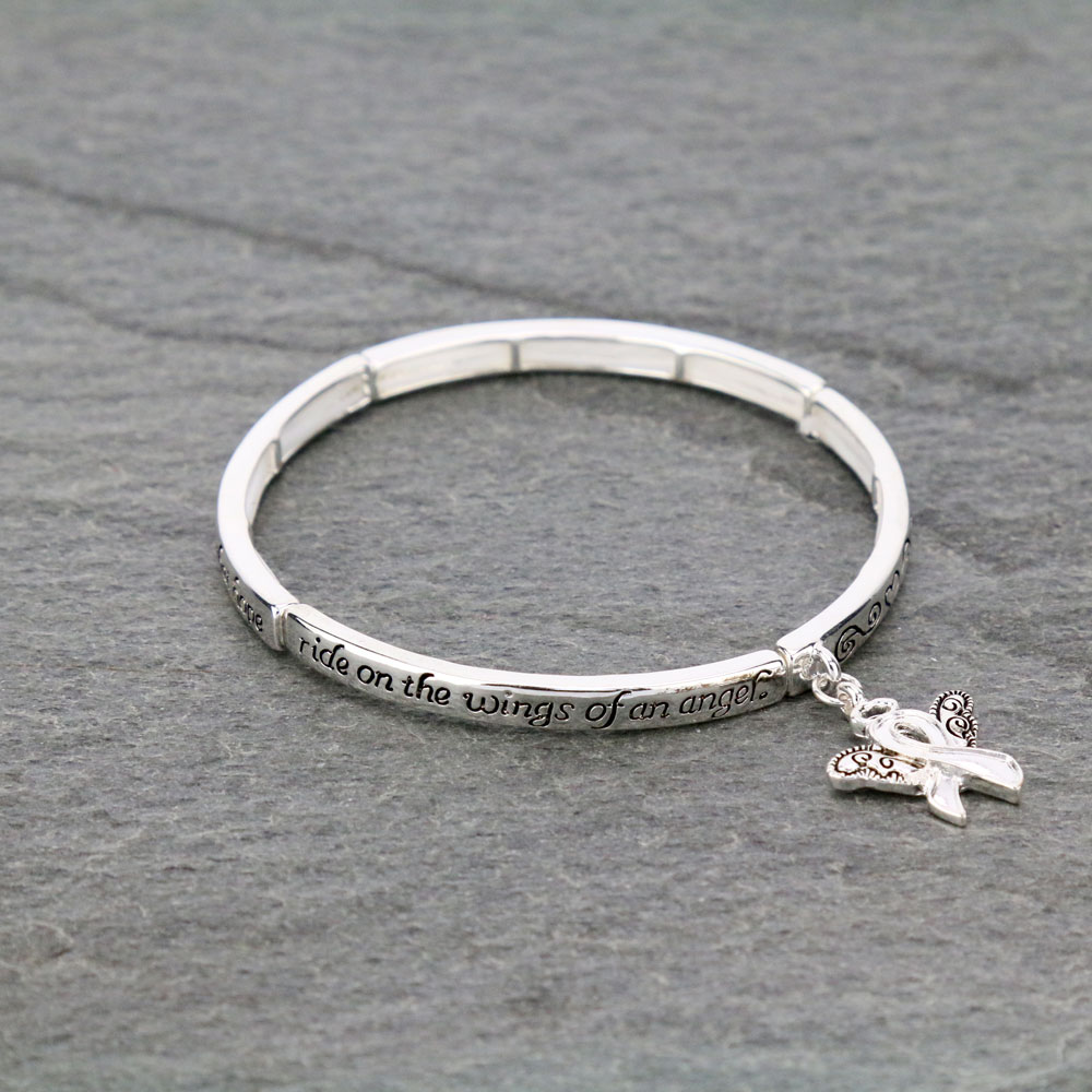 Pink Ribbon with Message Stretch Bracelet - Image 2