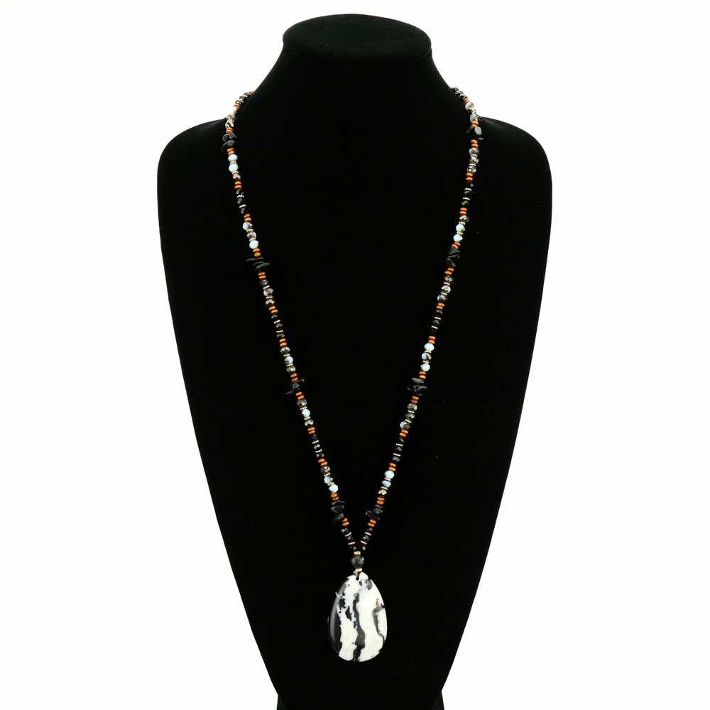 Natural Stone with Glass Bead Necklace - Image 2