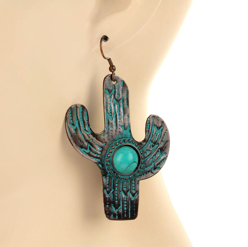 Western Cactus Fish Hook Earrings - Image 2