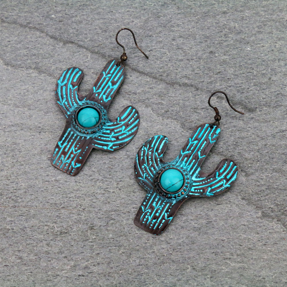 Western Cactus Fish Hook Earrings