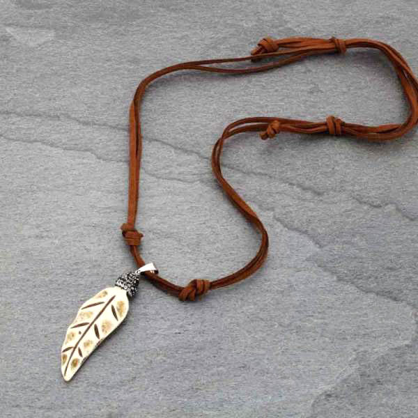 Western leaf Adjustable Leather Necklace