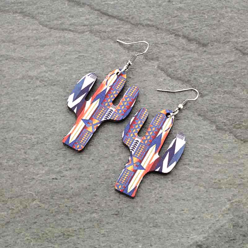 Navajo Style Cactus Wood Fish Hook Earrings
