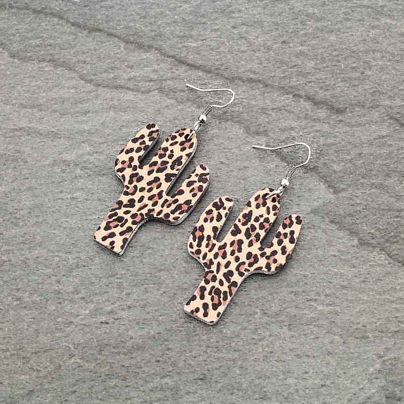 Navajo Style Cactus Wood Fish Hook Earrings