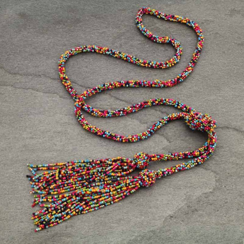 Seed Bead with Tassel Necklace