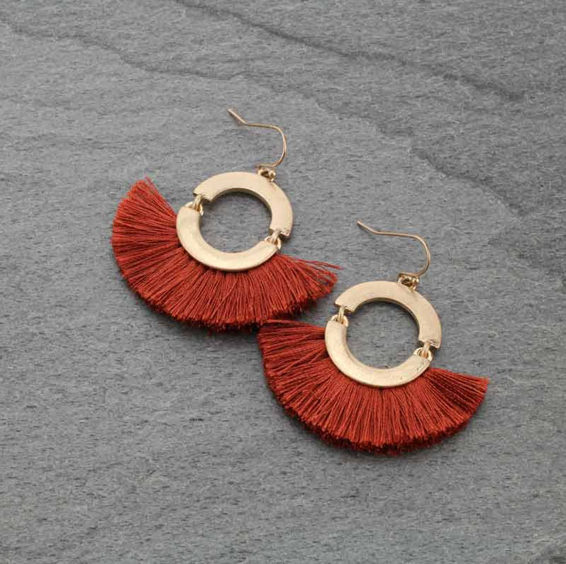 1.5" Mini Tassel Metal Fish Hook Earrings