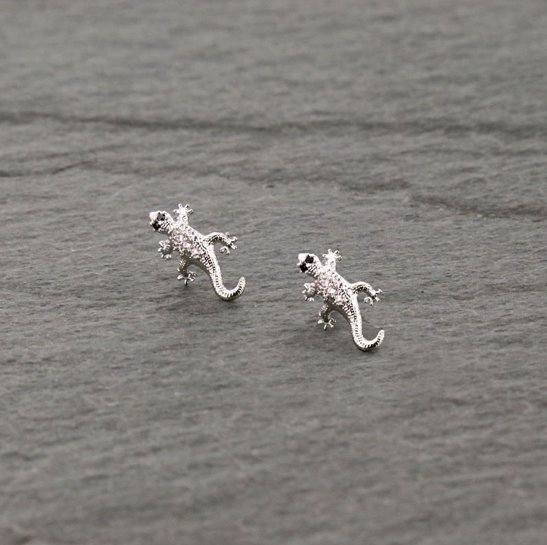 Cubic Zirconia Lizard Post Earrings