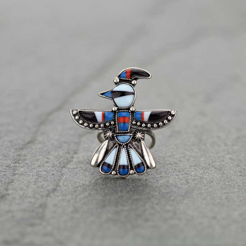 Western Thunderbird Print Cuff Ring
