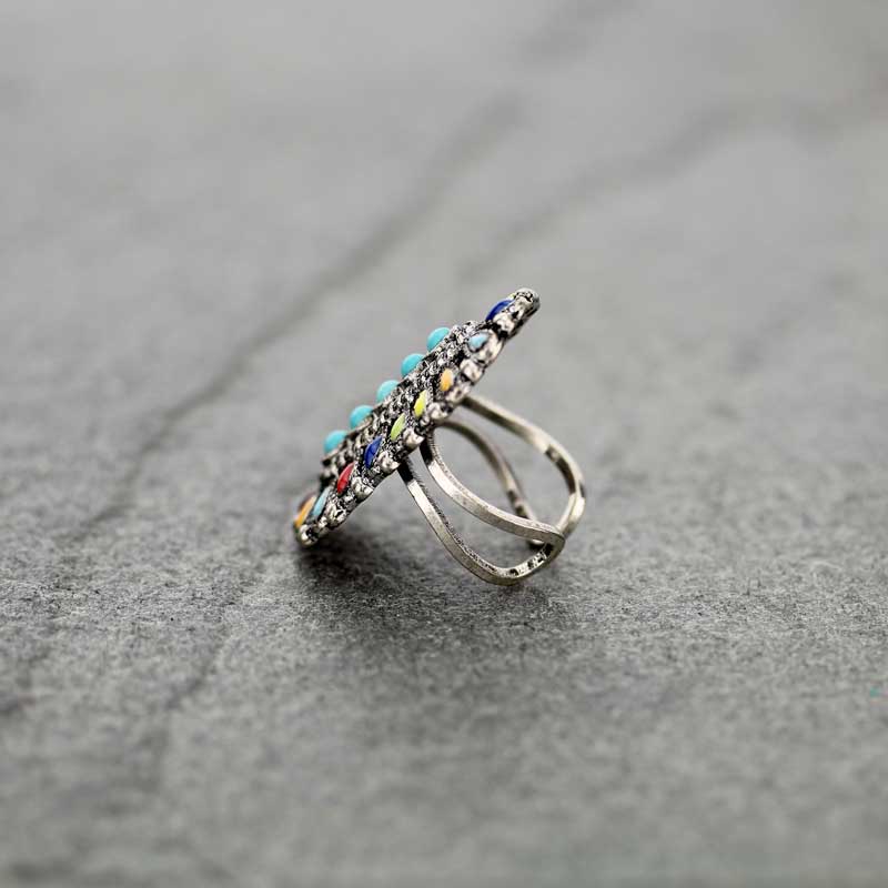 Western Design Stone Cuff Ring - Image 2