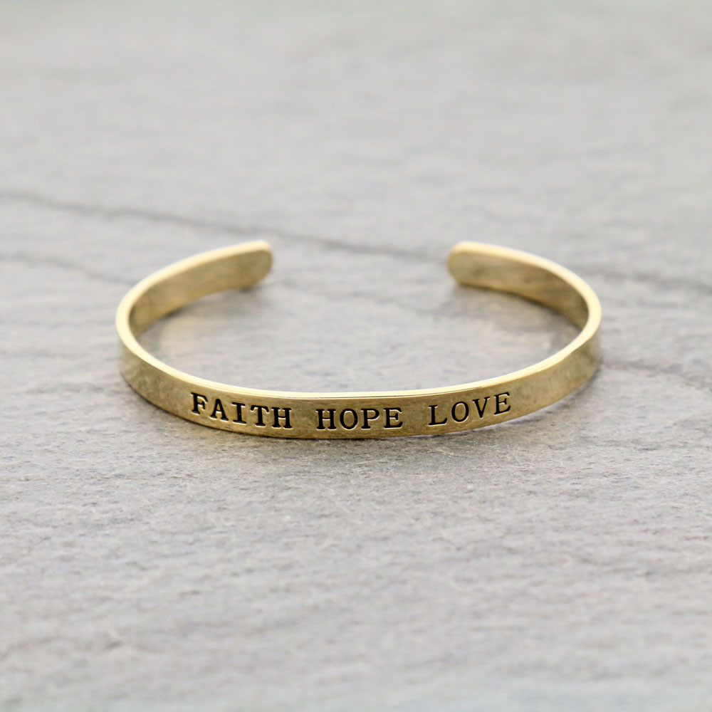 "FAITH HOPE LOVE" Cuff Bracelet