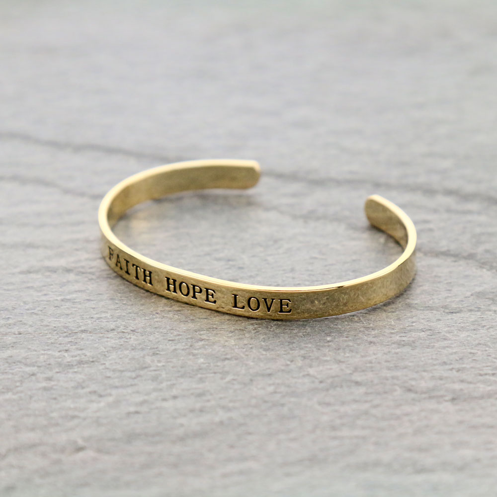 "FAITH HOPE LOVE" Cuff Bracelet - Image 2
