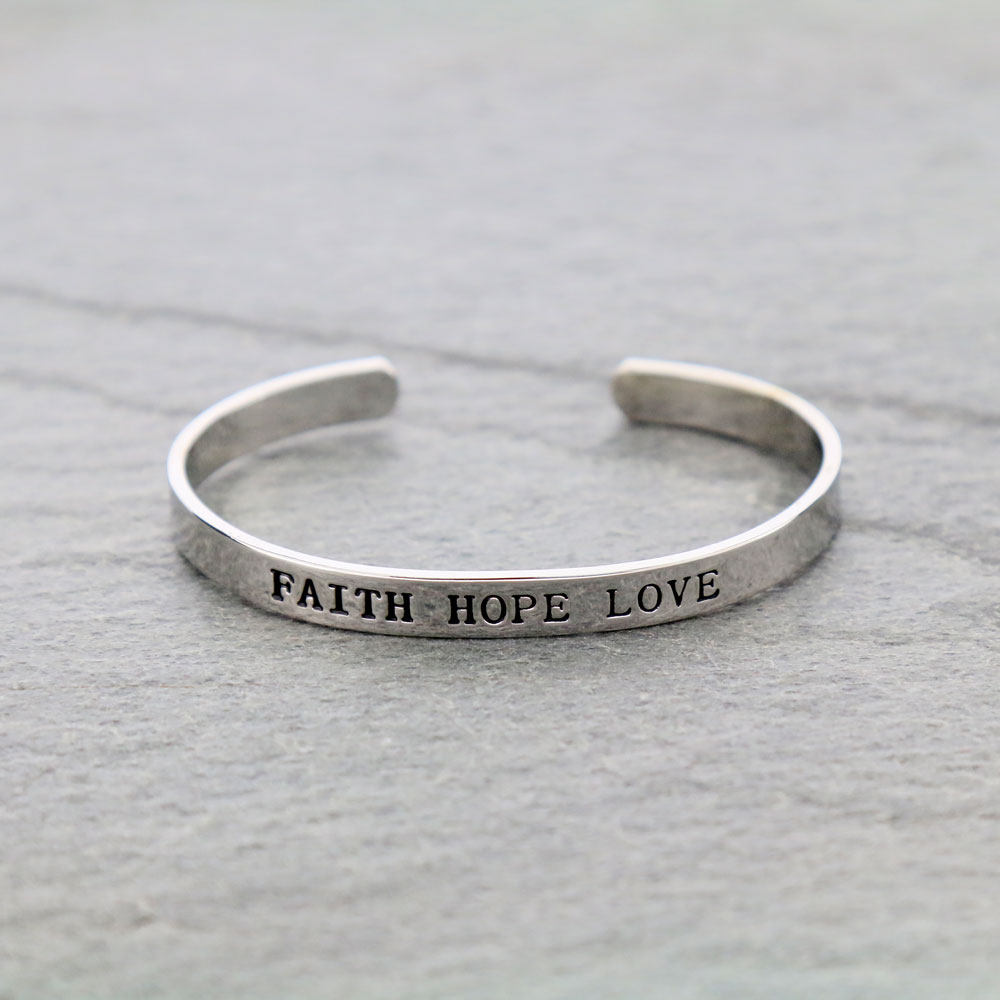 "FAITH HOPE LOVE" Cuff Bracelet