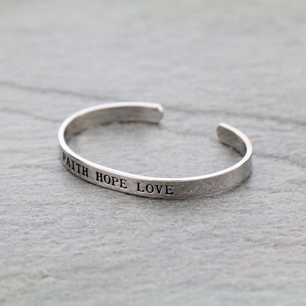 "FAITH HOPE LOVE" Cuff Bracelet - Image 2