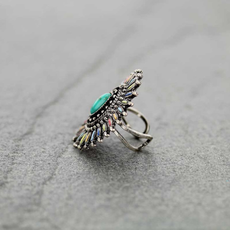 Western Design Stone Cuff Ring - Image 2
