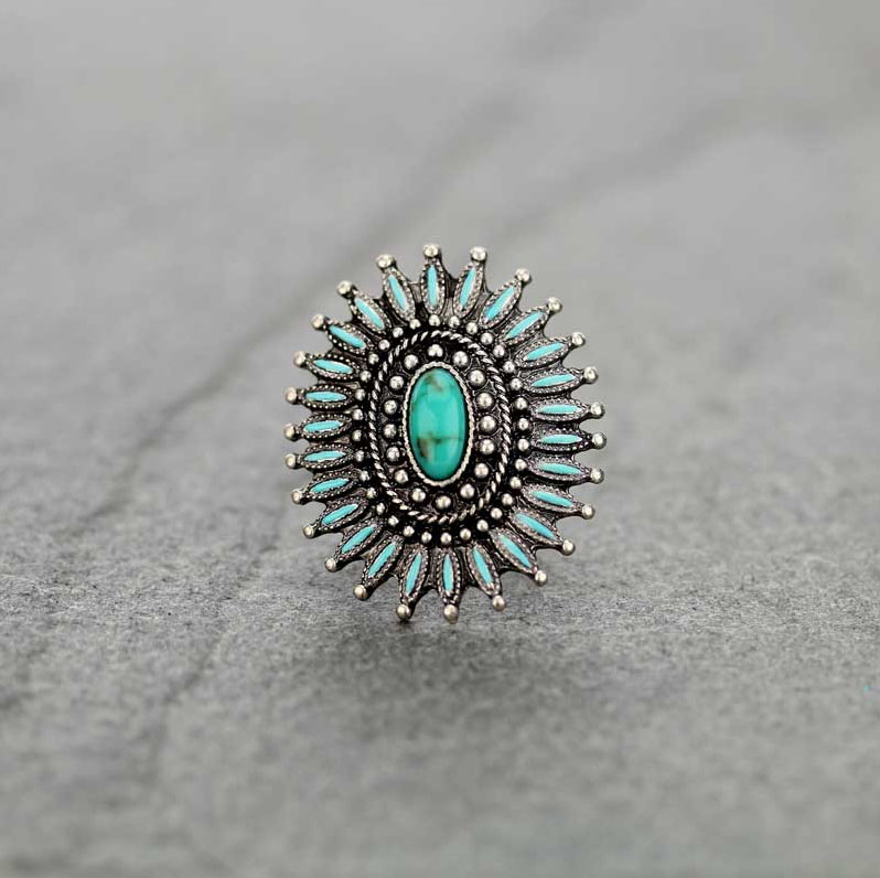 Western Design Stone Cuff Ring