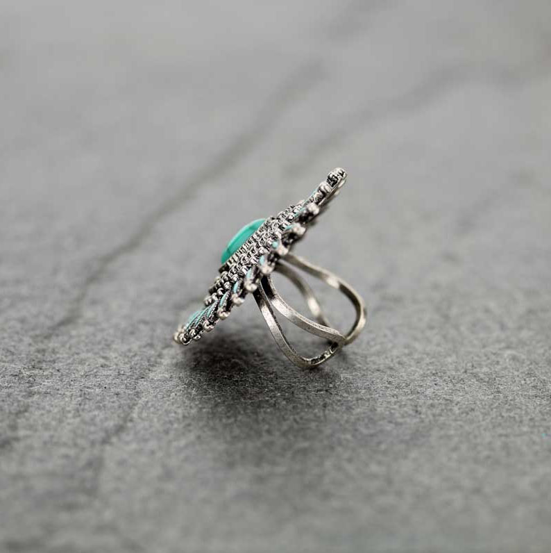 Western Design Stone Cuff Ring - Image 2