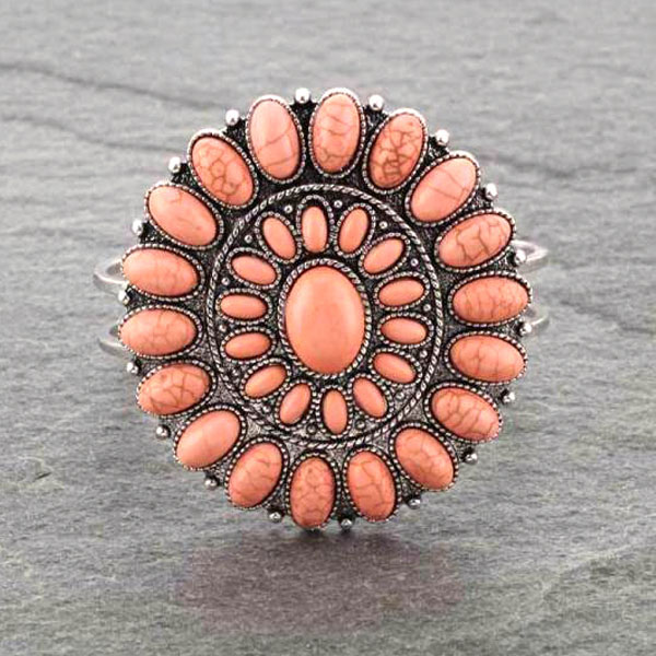Western Concho With Stone Hinge Bracelet