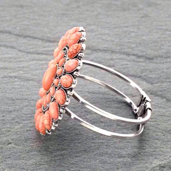 Western Concho With Stone Hinge Bracelet - Image 2