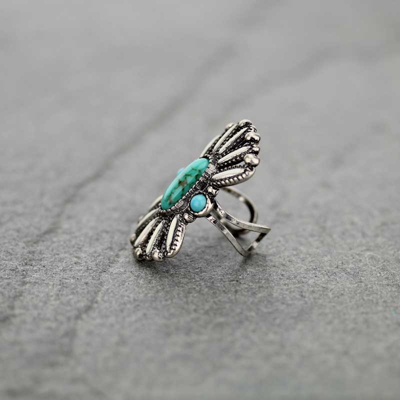 Western Design Stone Cuff Ring - Image 2