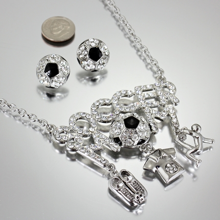 Sports Theme Soccer Ball Pendant Necklace Set