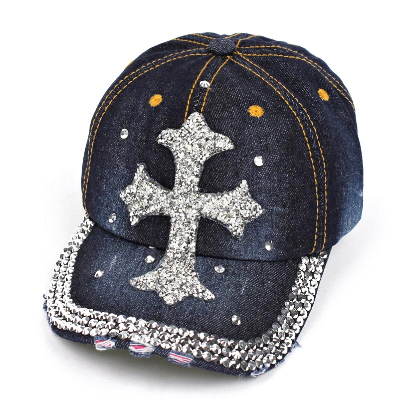 Cross Rhinestone Cap