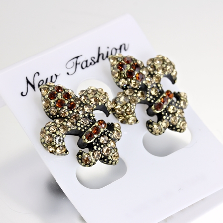 Fleur De Lis Rhinestone Earrings