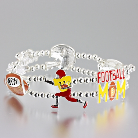 Sport Theme "Football MOM" Stretch Bracelet (Bulk Discount)