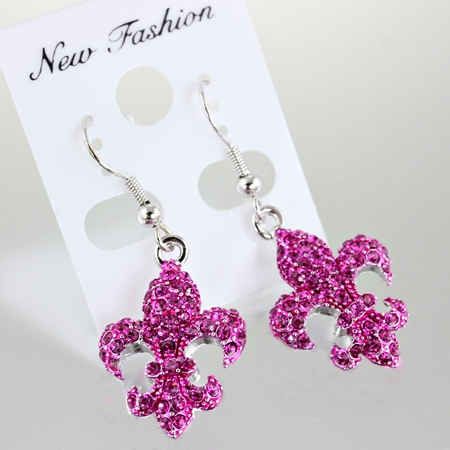 Fleur De Lis Rhinestone Earrings