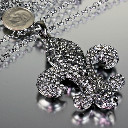 Large Fleur De Lis Pendant Necklace