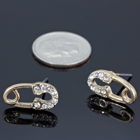 Fashion "Safety Pin" Rhinestone Post Earrings