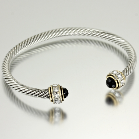 Fashion Small Size Topaz Metal Twisted Cable Cuff Bracelet