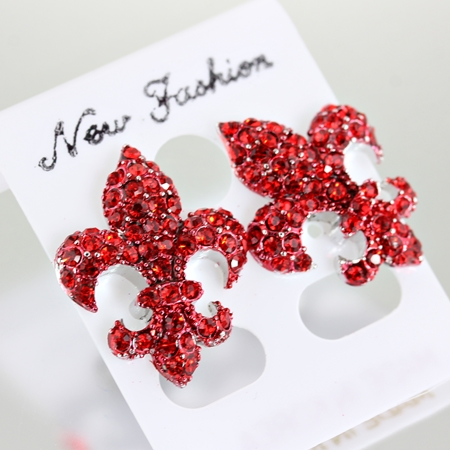 Fleur De Lis Rhinestone Earrings