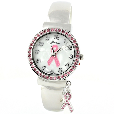 Fashion Pink Ribbon Cuff Style Watch