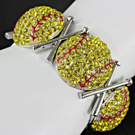 Sports "Softball" Crystal Stretch Bracelet
