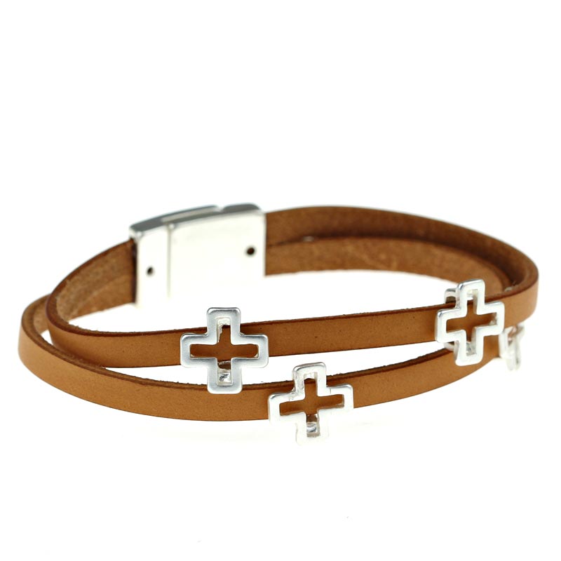 Cross Leather Bracelet