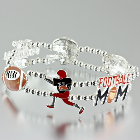 Sport Theme "Football MOM" Stretch Bracelet (Bulk Discount)