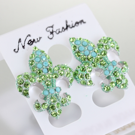 Fleur De Lis Rhinestone Earrings