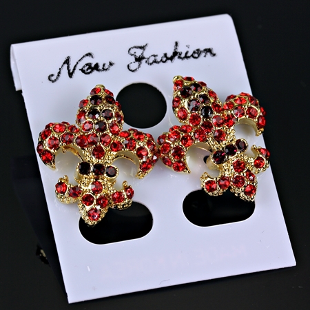Fleur De Lis Rhinestone Earrings