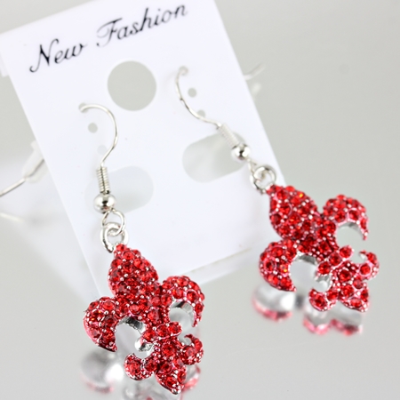 Fleur De Lis Rhinestone Earrings