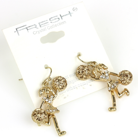 Sports "Cheerleader" Rhinestone Fish Hook Earrings-E1457/LCT