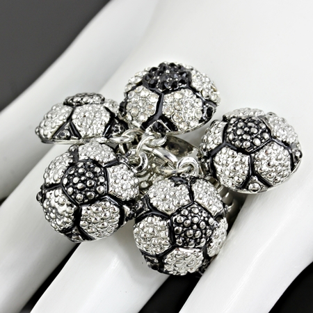 Sports Theme Soccer Charms Stretch Ring