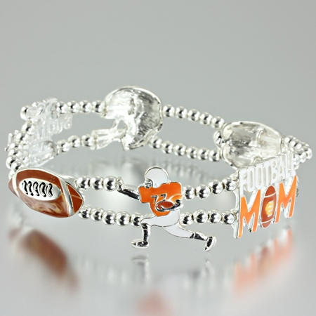 Sport Theme "Football MOM" Stretch Bracelet (Bulk DIscount)