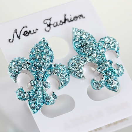 Fleur De Lis Rhinestone Earrings