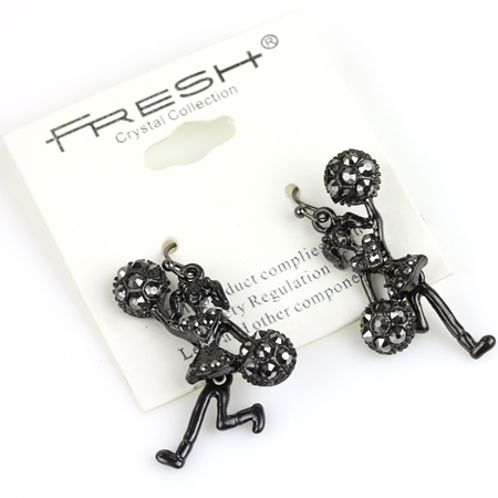 Sports "Cheerleader" Rhinestone Fish Hook Earrings-E1457/HM
